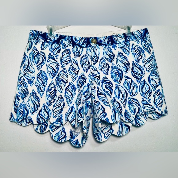LILLY PULITZER Women's 6 Blue Seashell Buttercup Scallop Shorts 5" Beach Preppy - Picture 3 of 7